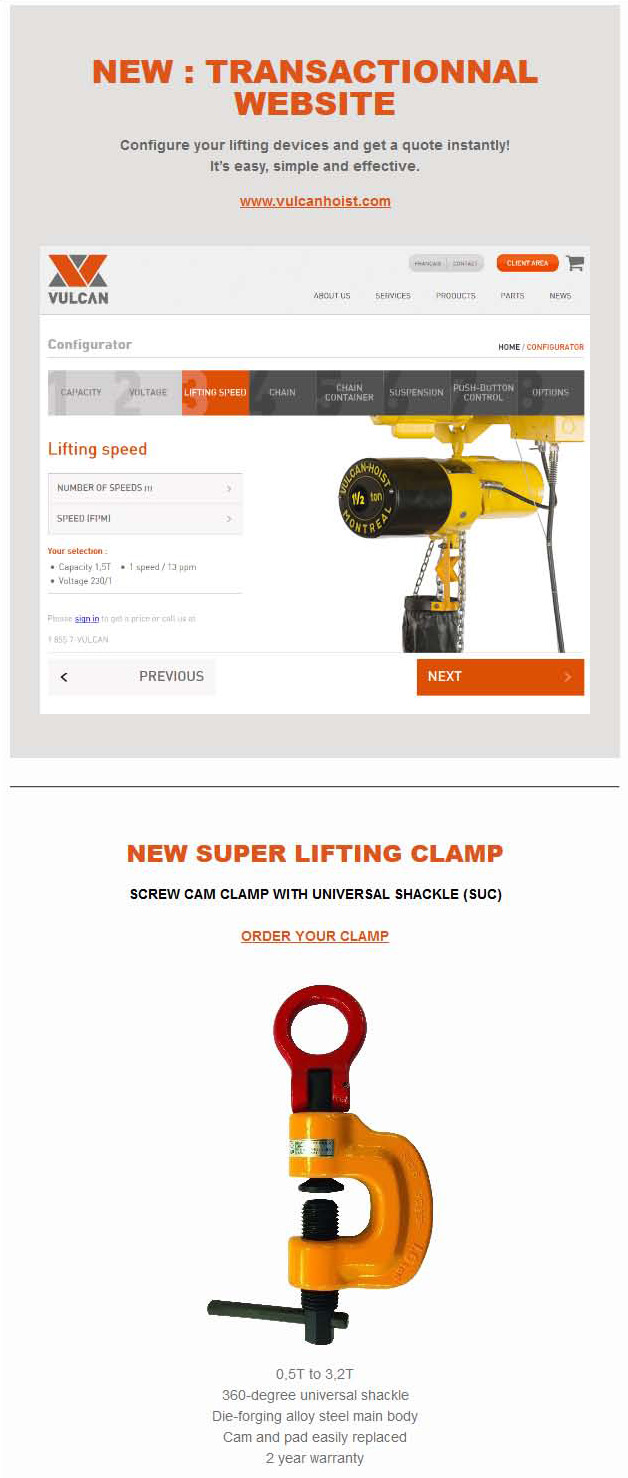 New transactional website and new SUPER lifting clamp