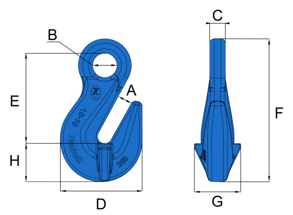 technical drawing eye grab hook