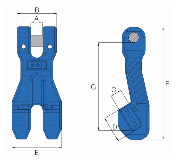 Hack10 clevis clutch technical drawing